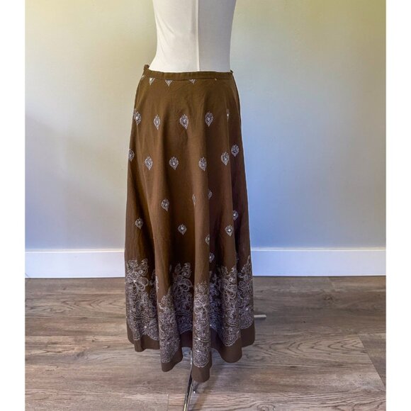 Vintage 90's Brown Midi Circle Skirt - Picture 5 of 9